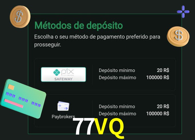 O cassino 77VQ oferece uma grande variedade de métodos de pagamento